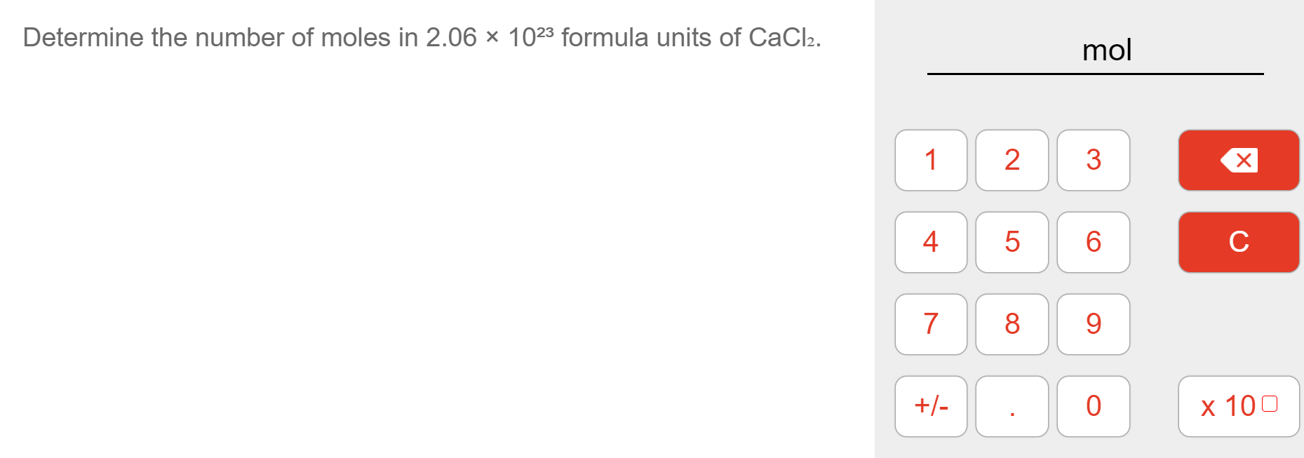 Solved Determine The Number Of Moles In X Formula Chegg