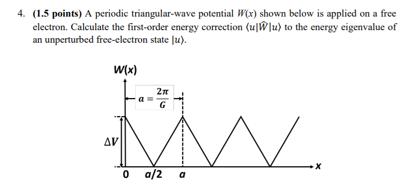 Solved Points A Periodic Triangular Wave Potential Chegg