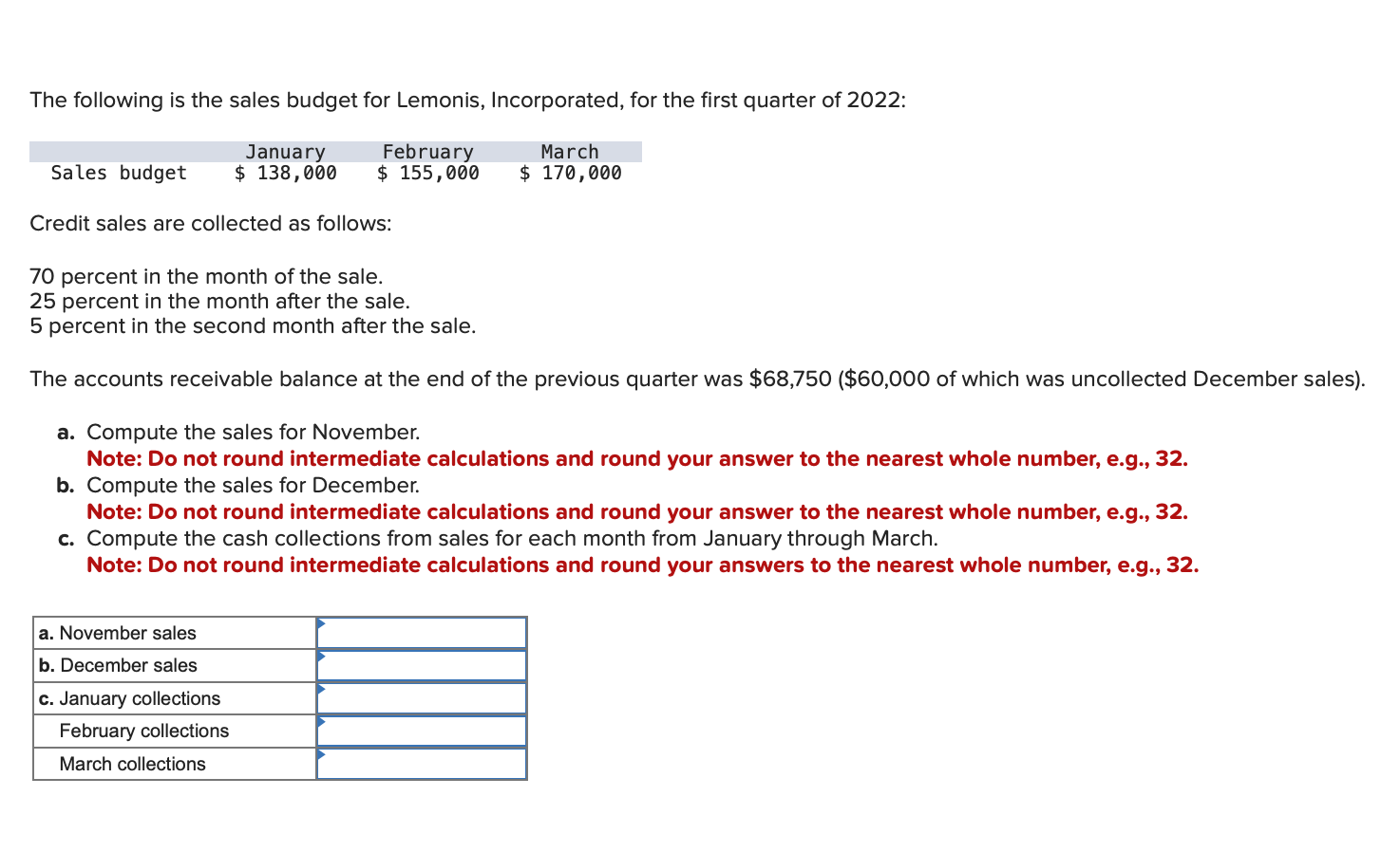 Solved The Following Is The Sales Budget For Lemonis Chegg