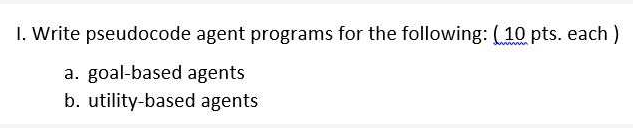 Solved I Write Pseudocode Agent Programs For The Following Chegg
