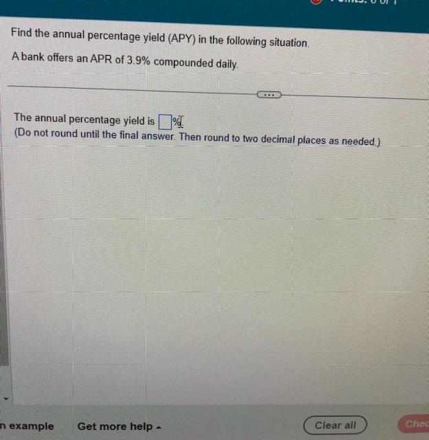 Solved Find The Annual Percentage Yield APY In The Chegg