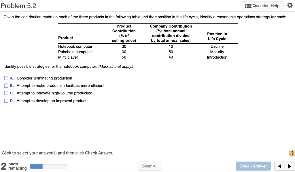 Problem 5 2 Question Help Given The Contribution Made Chegg