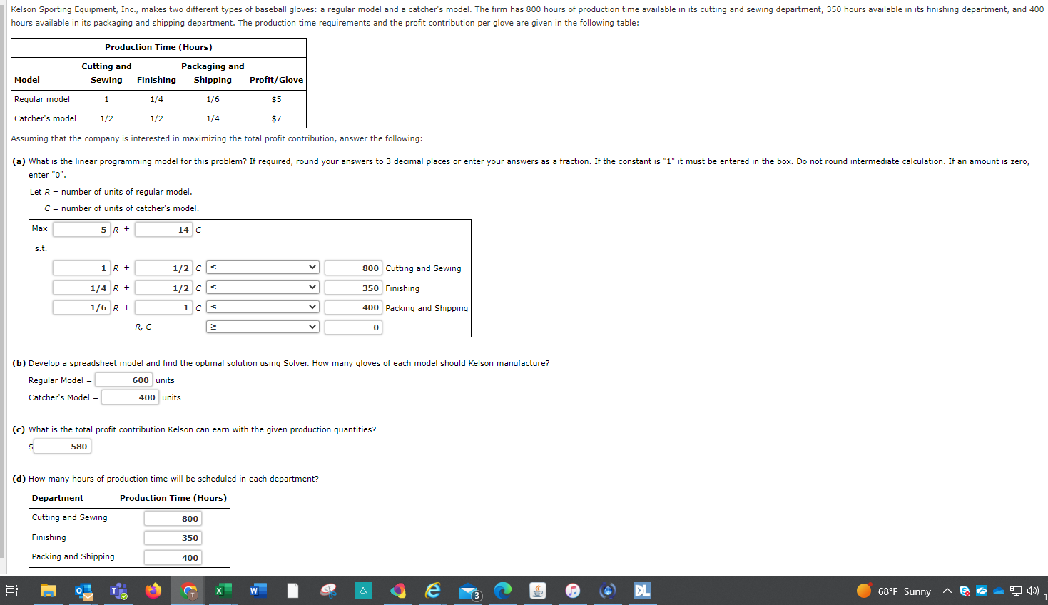 Solved Assuming That The Company Is Interested In Maximizing Chegg