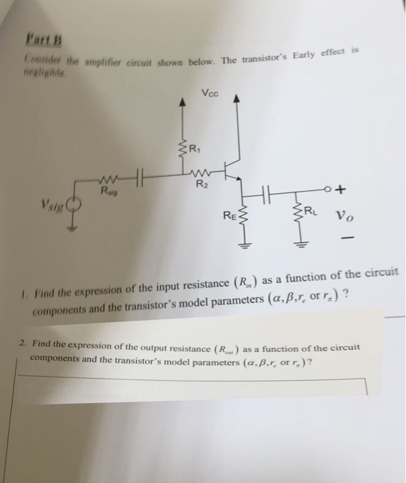 Solved Consider The Amplifier Circuit Shown Below The Chegg