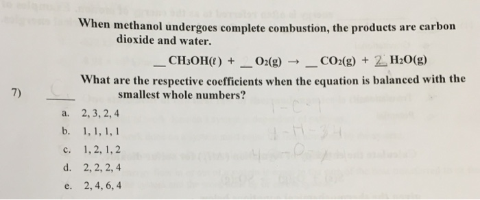 Solved When Methanol Undergoes Complete Combustion The Chegg