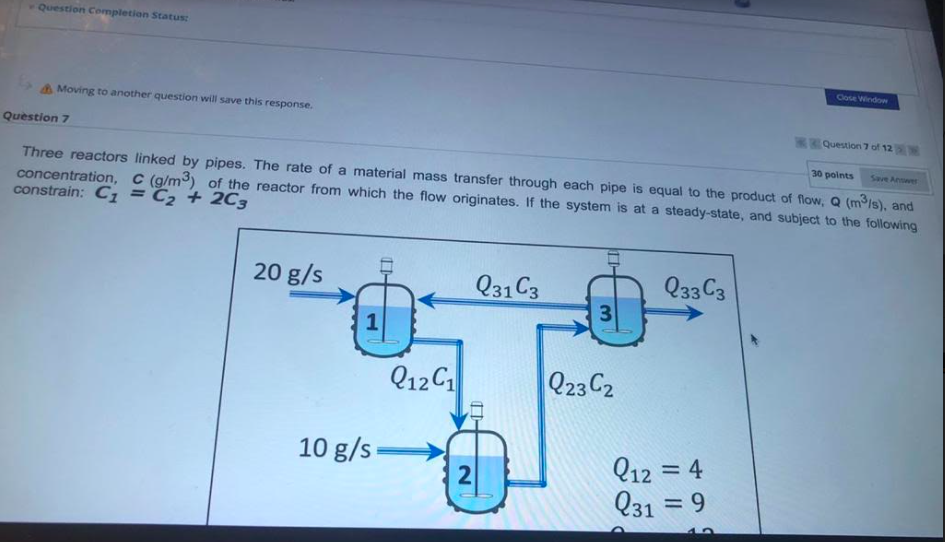 Solved Three Reactors Linked By Pipes The Rate Of A Chegg