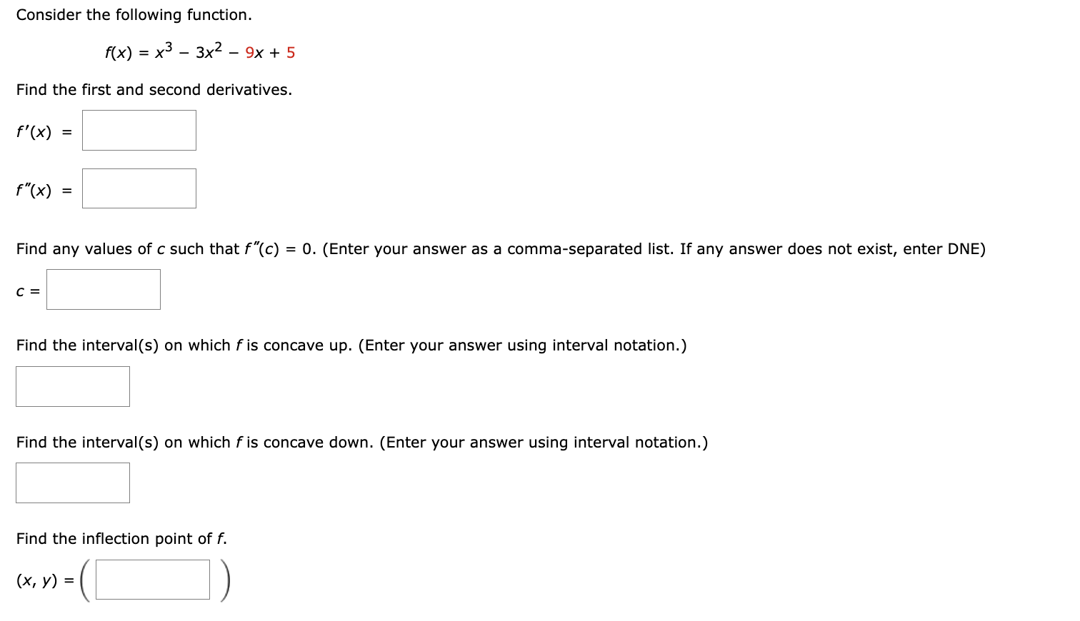 Solved Consider the following function f x x³ 3x² 9x Chegg