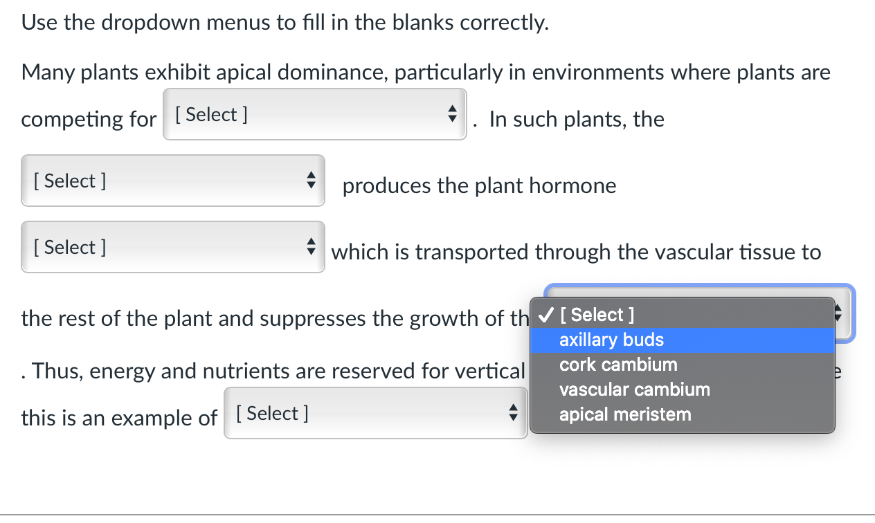 Solved Use The Dropdown Menus To Fill In The Blanks Chegg