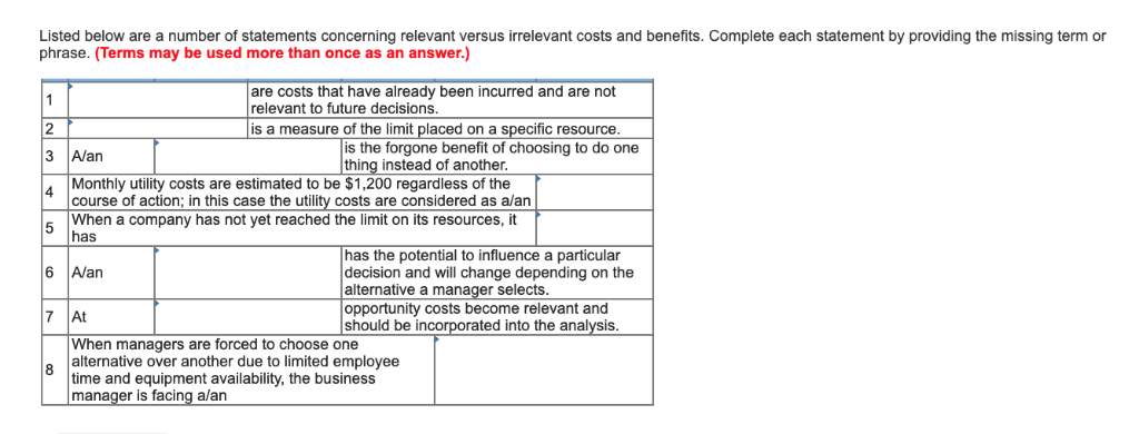 Solved Listed Below Are A Number Of Statements Concerning Chegg