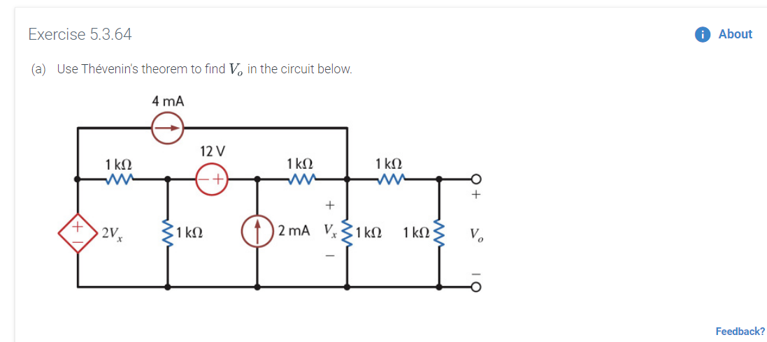 Solved Exercise About A Use Th Venin S Theorem To Chegg