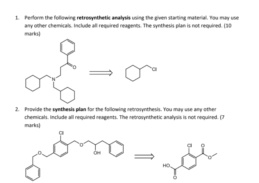 Solved Perform The Following Retrosynthetic Analysis Chegg