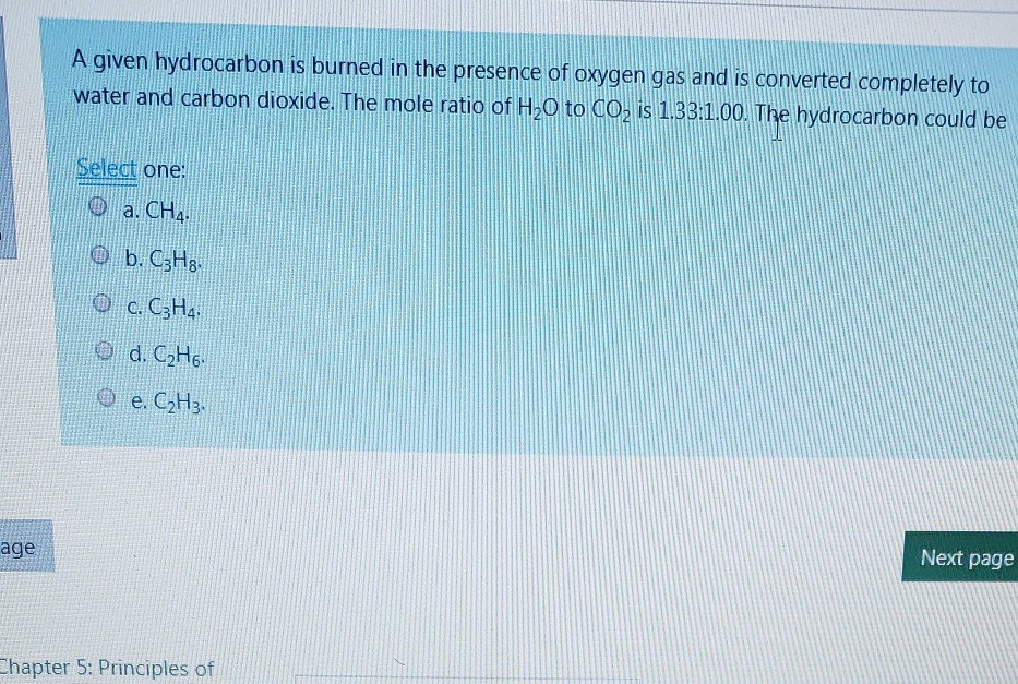 Solved A Given Hydrocarbon Is Burned In The Presence Of Chegg