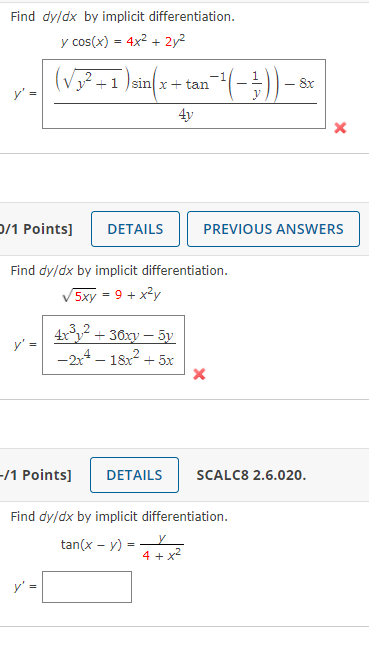 Solved Find Dy Dx By Implicit Differentiation Y Cos X Chegg