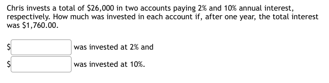 Solved Chris Invests A Total Of In Two Accounts Chegg