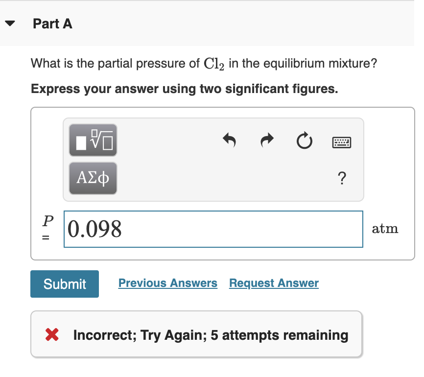 Solved At C Kc For The Reaction So Cl G Chegg