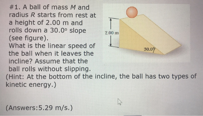 Solved A Ball Of Mass M And Radius R Starts From Rest At Chegg