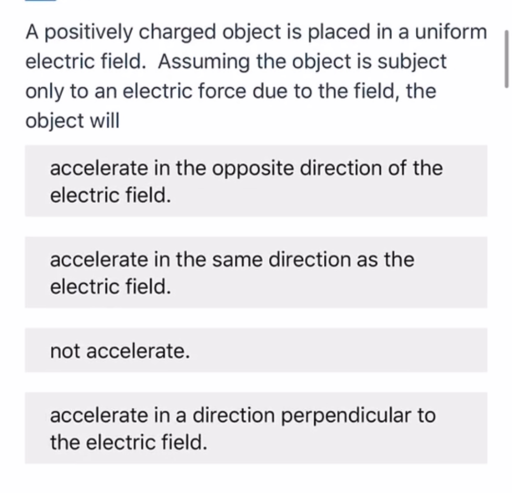 Solved A Positively Charged Object Is Placed In A Uniform Chegg