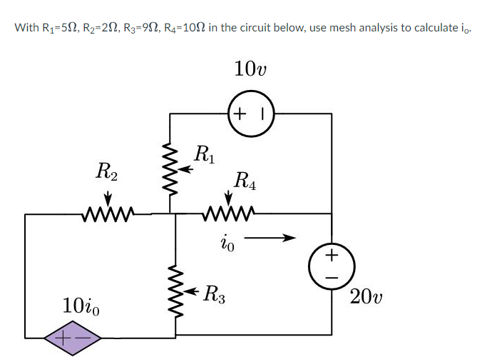 Solved With R1 5Ω R2 2Ω R3 9Ω R4 10Ω in the circuit below Chegg