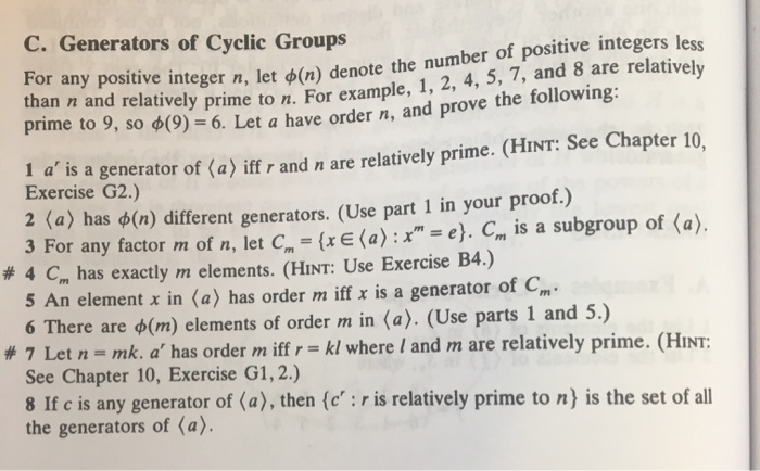 Solved C Generators Of Cyclic Groups For Any Positive Chegg