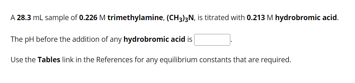 Solved A Ml Sample Of M Trimethylamine Ch N Chegg