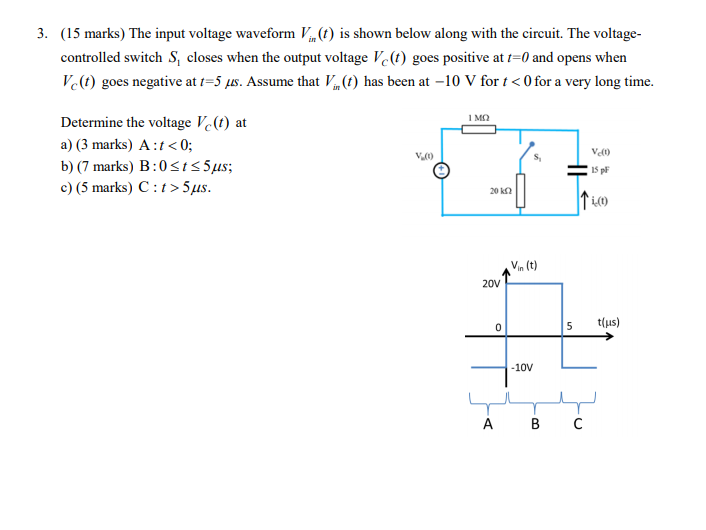 Solved The Input Voltage Waveform Vin T In Is Shown Below Chegg