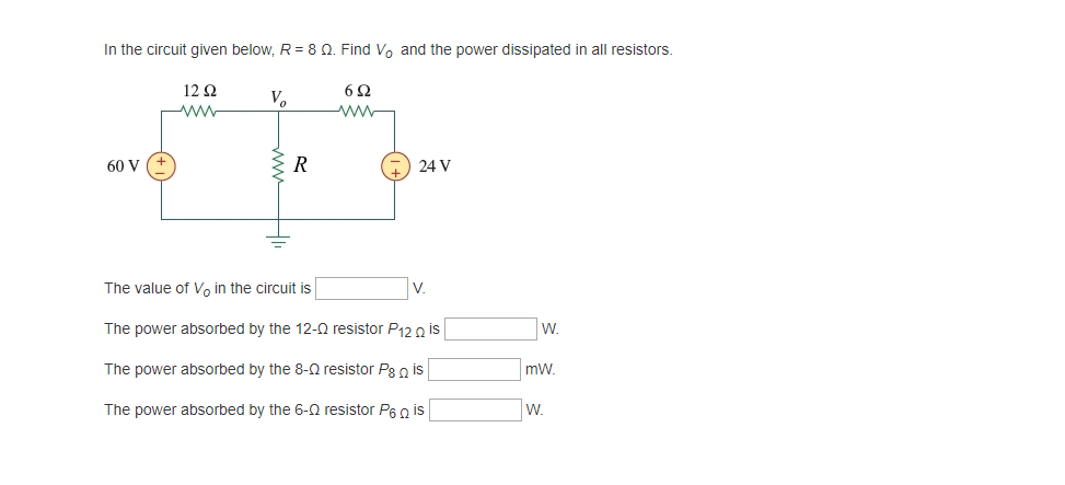 Solved In The Circuit Given Below R Find Vo And The Chegg