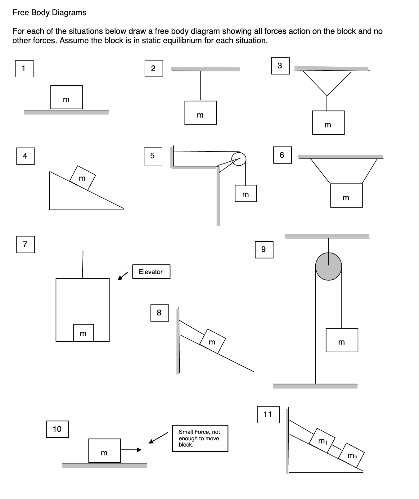 Solved For Each Of The Situations Below Draw A Free Body Chegg