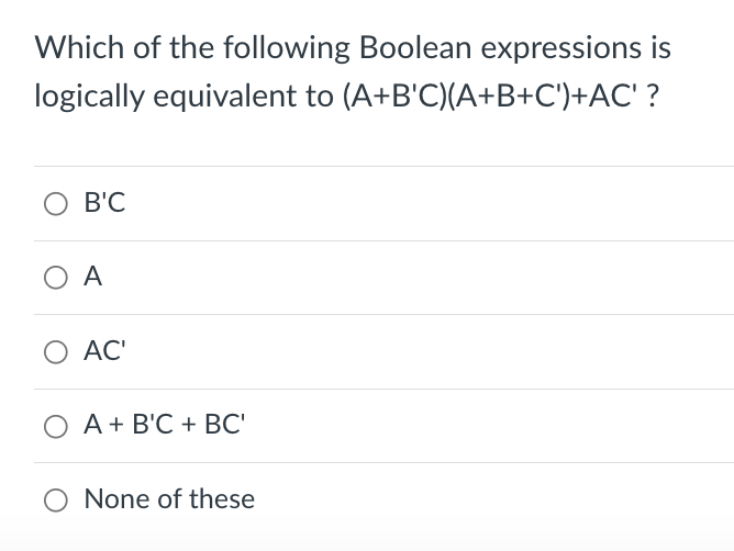 Solved Which Of The Following Boolean Expressions Is Chegg