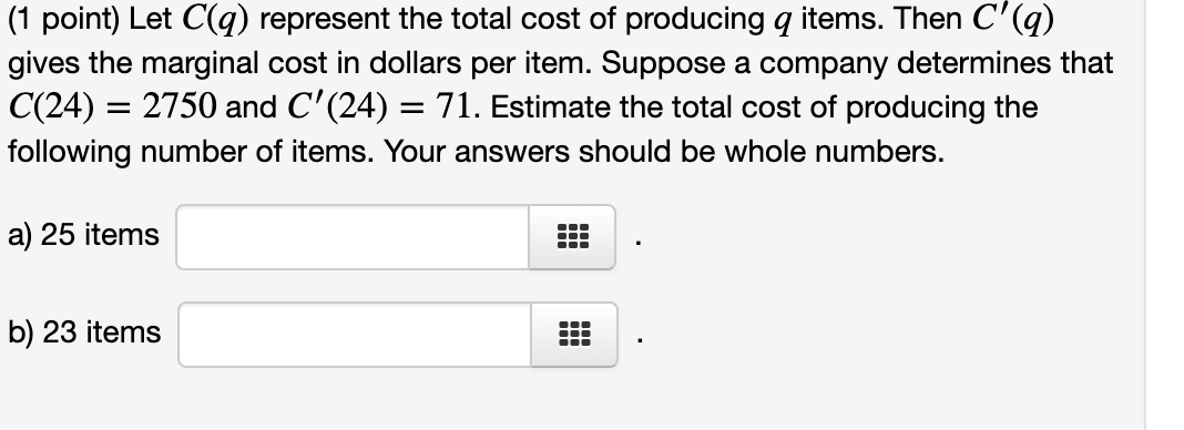 Solved 1 Point Let C Q Represent The Total Cost Of Chegg