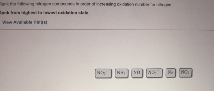 Solved Rank The Following Nitrogen Compounds In Order Of Chegg