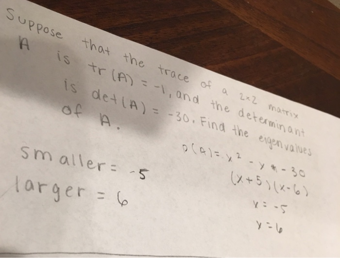 Solved Suppose That The Trace Of A Matrix A Is T And The Chegg