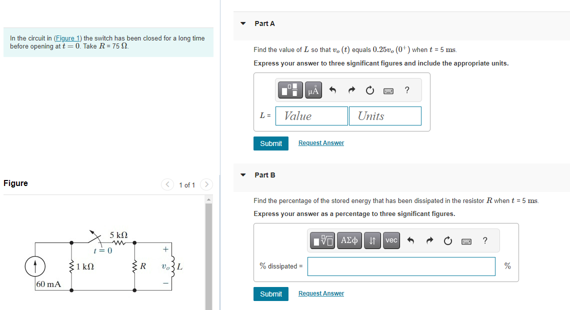 Solved In The Circuit In Figure 1 The Switch Has Been Chegg