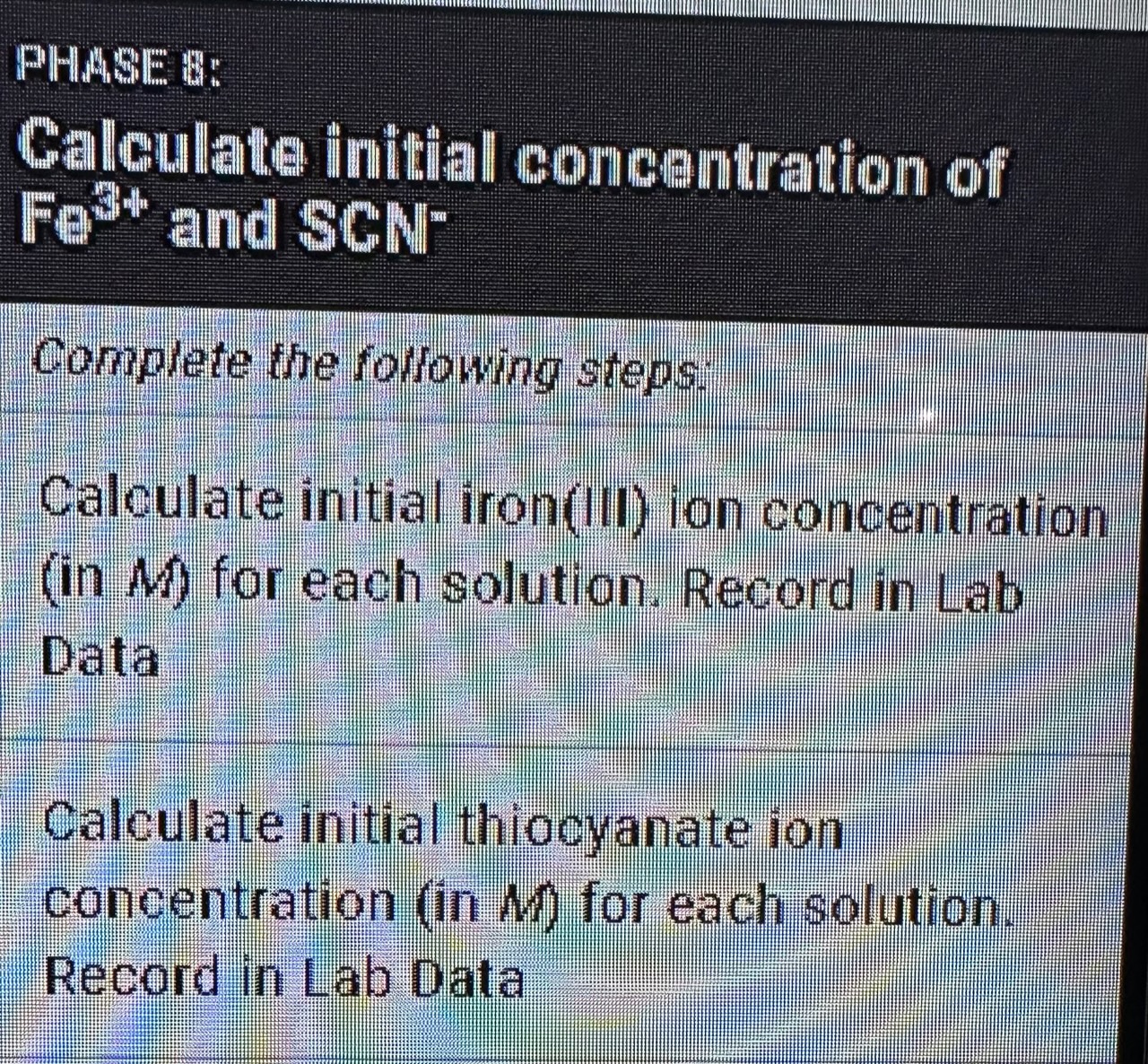 Solved PHASE Q Calculate Initial Concentration Of Fe3 And Chegg