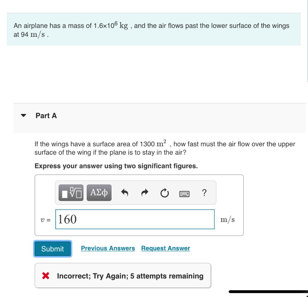 Solved An Airplane Has A Mass Of Kg And The Air Chegg