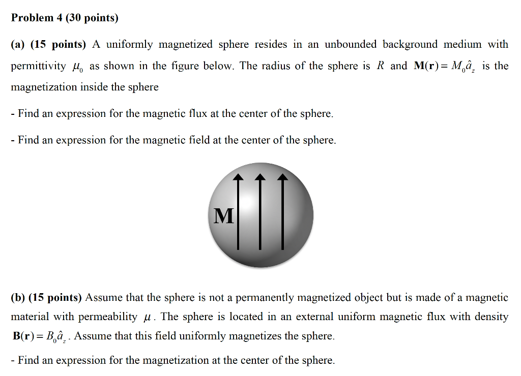 Solved A Points A Uniformly Magnetized Sphere Resides Chegg