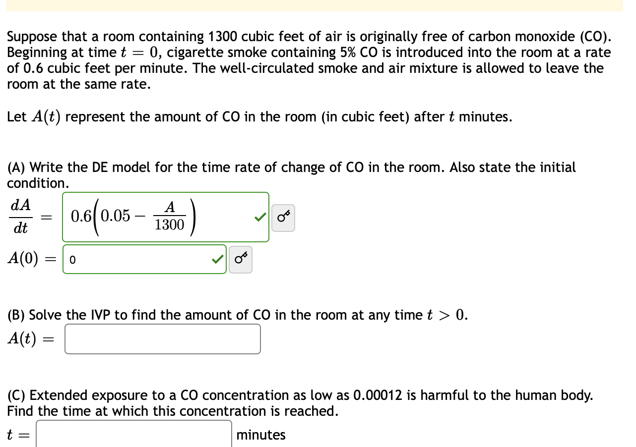 Solved Suppose That A Room Containing 1300 Cubic Feet Of Air Chegg