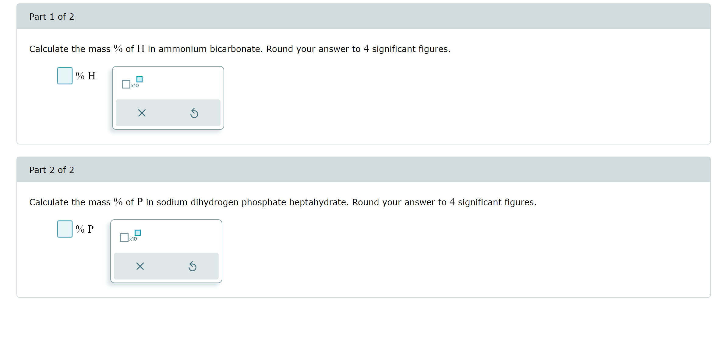 Solved Part Of Calculate The Mass Of H In Ammonium Chegg