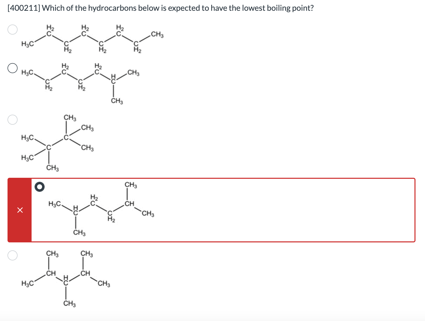 Solved 400211 Which Of The Hydrocarbons Below Is Expected Chegg