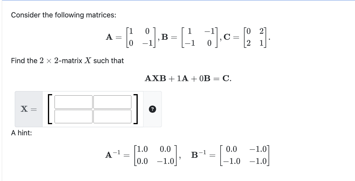 Solved Consider The Following Matrices Chegg