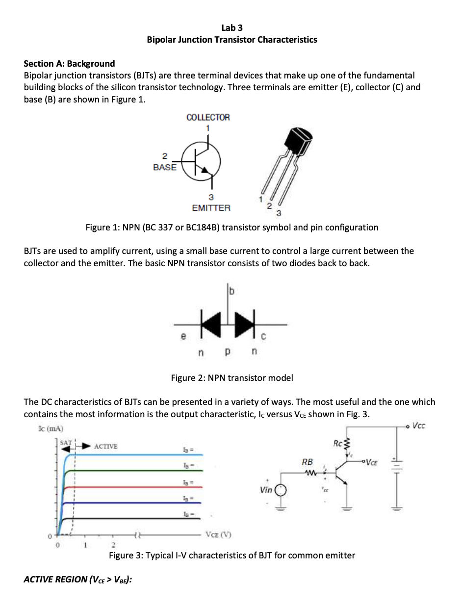 Solved Lab Bipolar Junction Transistor Characteristics Chegg