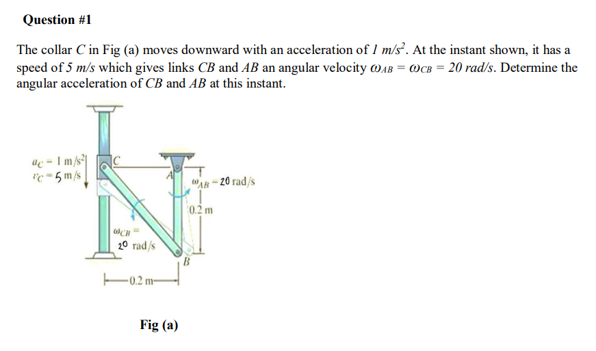 Solved The Collar C In Fig A Moves Downward With An Chegg