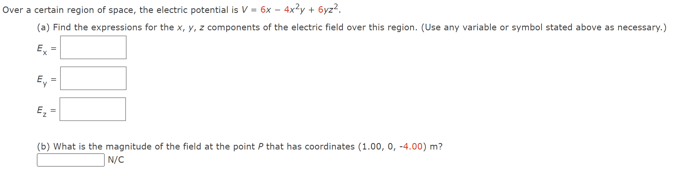 Solved Over A Certain Region Of Space The Electric Chegg