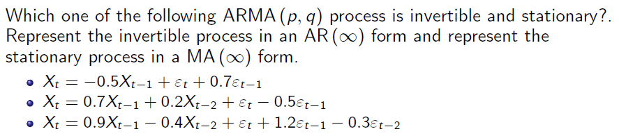 Solved Which One Of The Following ARMA P Q Process Is Chegg