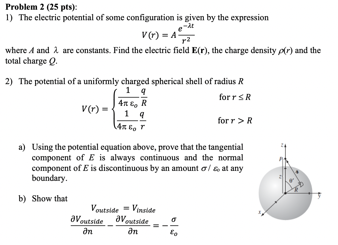 Solved At E Problem 2 25 Pts 1 The Electric Potential Chegg