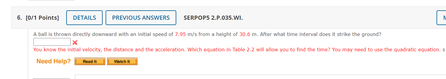 Solved A Ball Is Thrown Directly Downward With An Initial Chegg