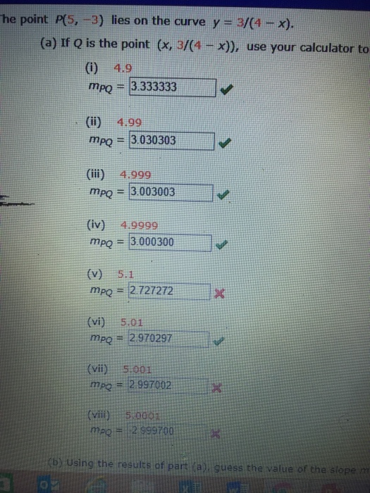 Solved The Point P 5 3 Lies On The Curve Y 3 4 X A If Chegg