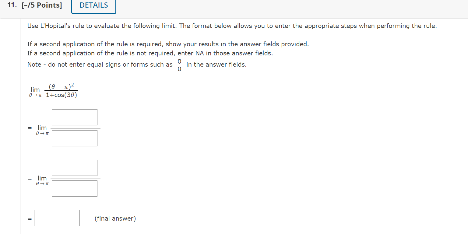 Solved Use L Hopital S Rule To Evaluate The Following Limit Chegg