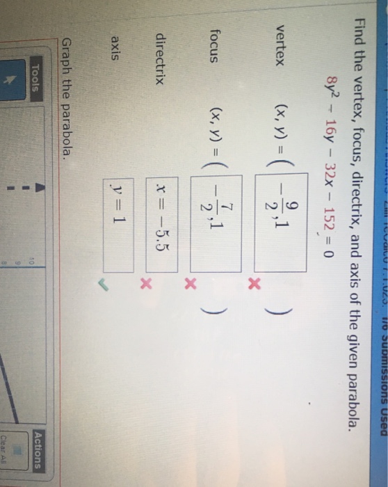 Solved Find The Vertex Focus Directrix And Axis Of The Chegg