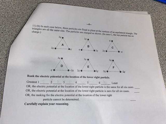 Solved 11 B In Each Case Below Three Particles Are Fixed Chegg