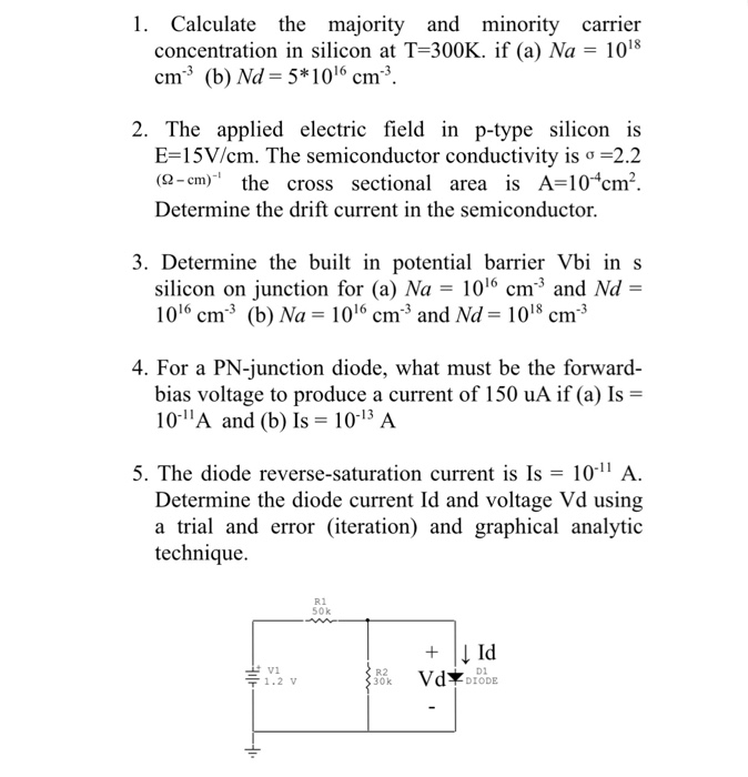 Solved Calculate The Majority And Minority Carrier Chegg